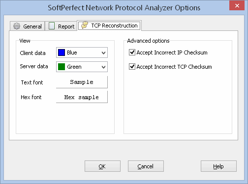 SoftPerfect Network Protocol Analyzer Option - TCP Reconstruction tab