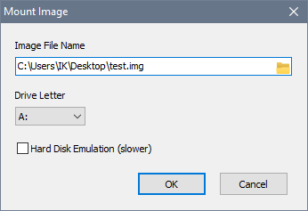 RAM Disk - Mount Image window