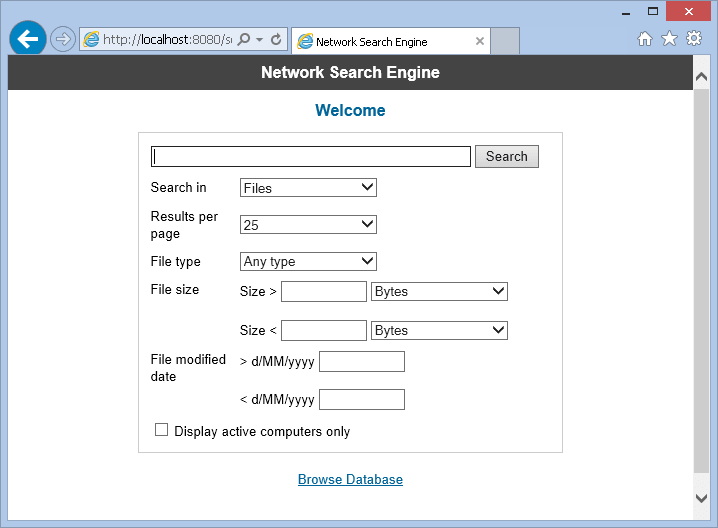 Web interface - query form
