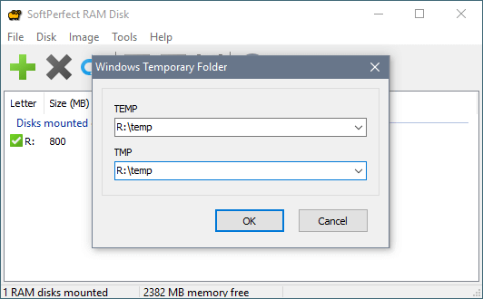 Setting Windows temporary folders