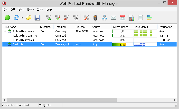 Bandwidth Manager main view