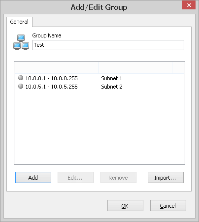 Add/Edit Group window example