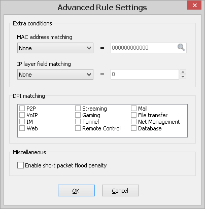 Add/Edit Rule window - Even More Advanced Settings tab