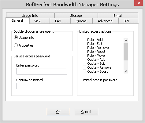 SoftPerfect Bandwidth Manager Settings - General tab